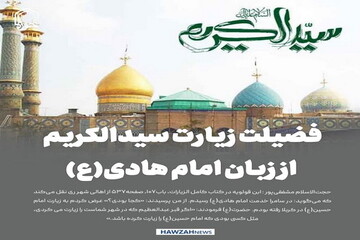 عکس نوشت|  فضیلت زیارت سیدالکریم از زبان امام هادی(ع)