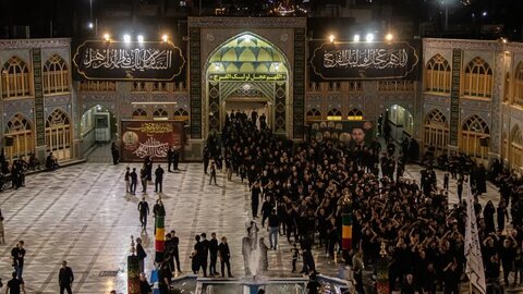تصاویر/مراسم عزاداری شب تاسوعا هیئات مذهبی آران و بیدگل در حرم هلال بن علی (ع)