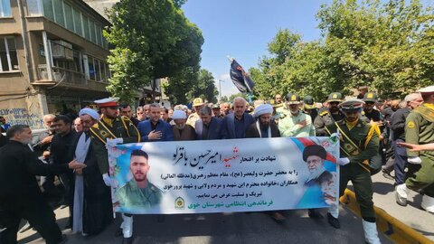 تصاویر/ تشییع پیکر مطهر شهید امیرحسین باقرلو در خوی