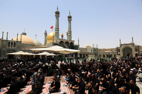 تصاویر/ اقامه نماز ظهر عاشورا در حرم حضرت فاطمه معصومه (س)