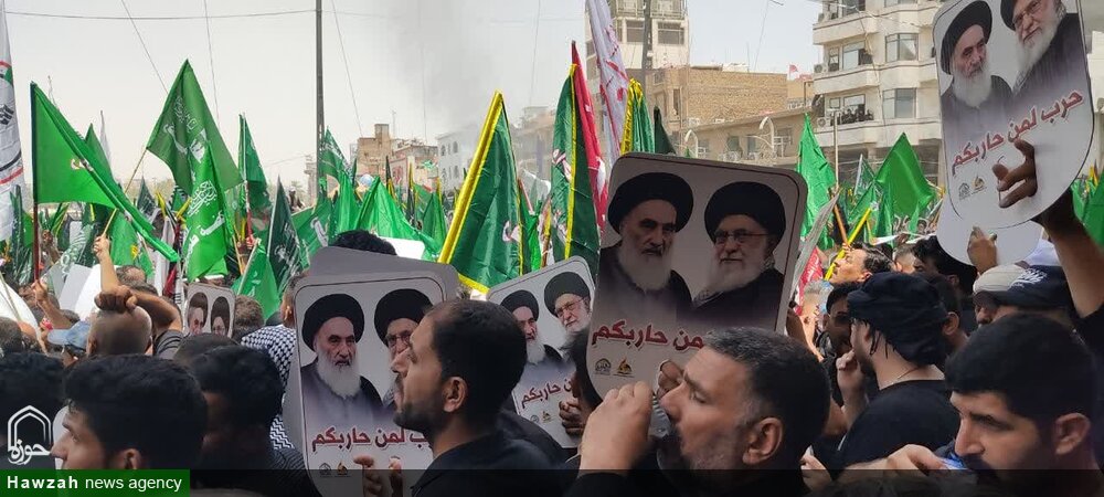 خروش عزاداران عراق در روز عاشورا بین الحرمین