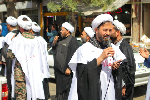 دسته عزاداری روحانیون کفن پوش همدان