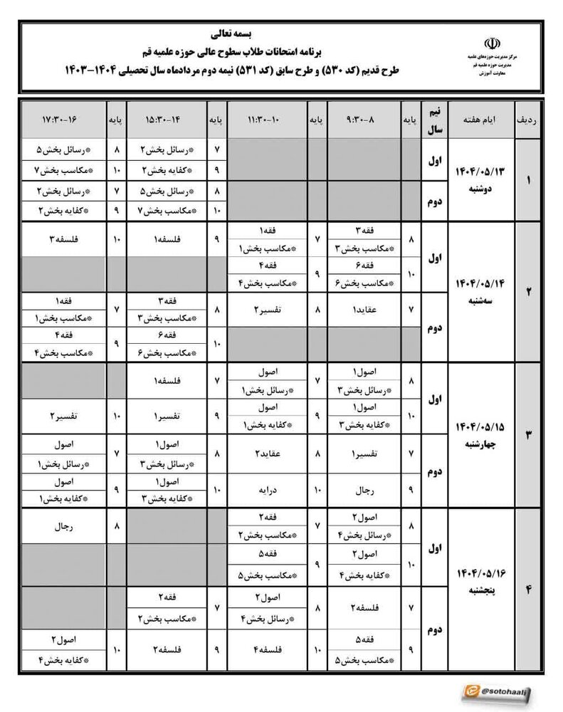 برگزاری امتحانات جایگزینِ خردادماه ۱۴۰۴ برگزاری امتحانات جایگزینِ خردادماه ۱۴۰۴