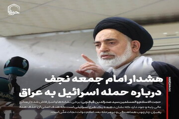 عکس نوشت| هشدار امام جمعه نجف درباره حمله اسرائیل به عراق