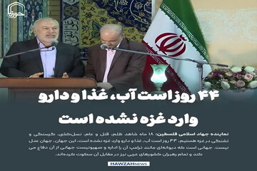 عکس نوشت| ۴۴ روز است آب، غذا و دارو وارد غزه نشده است