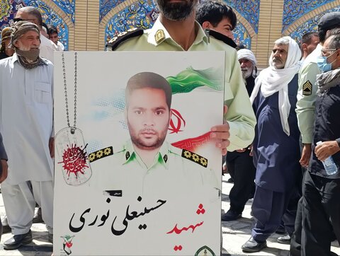 مراسم تشییع شهیدحسینعلی نوری از شهدای حادثه تروریستی زاهدان