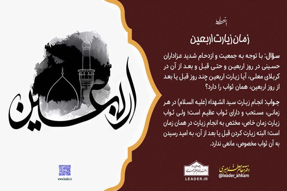 احکام شرعی | ثواب زیارت اربعین و زمان انجام آن