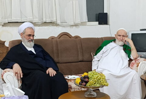 عیادت آیت‌الله اعرافی از آیت‌الله حسینی‌شاهرودی + عکس