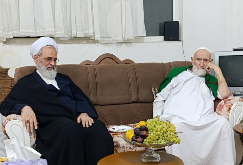 آية الله الأعرافي يزور آية الله الشاهرودي في منزله ويطمئن على صحته بعد إصابته النخاعية