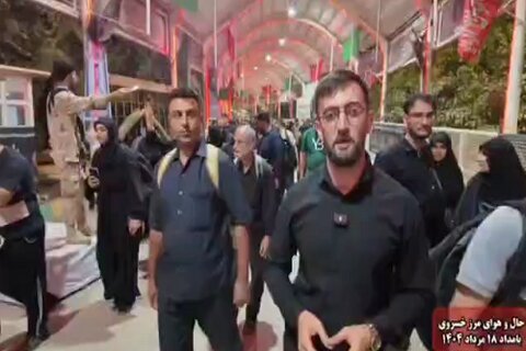 فیلم|صحنه‌هایی از حماسه‌ی زائران حسینی(ع) در مرز خسروی