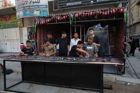 تصاویر /  آماده‌سازی موکب‌های اربعین حسینی در کربلا