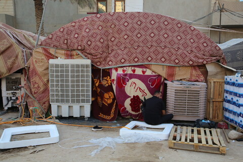 تصاویر /  آماده‌سازی موکب‌های اربعین حسینی در کربلا