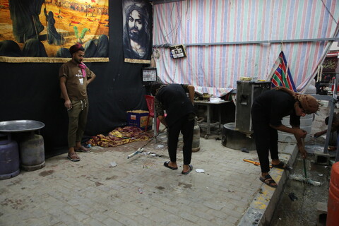 تصاویر /  آماده‌سازی موکب‌های اربعین حسینی در کربلا