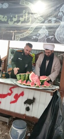 تصاویر / خدمت رسانی امام جمعه فامنین به زائران اربعین حسینی