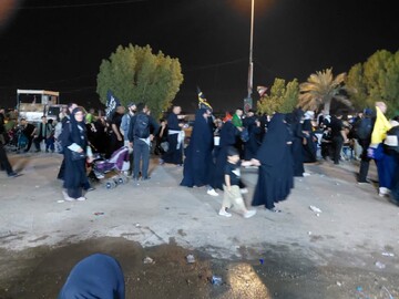 فیلم| حال و هوای مسیر پیاده روی اربعین از نجف به کربلا