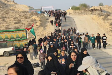 پیاده‌روی دلدادگان حسینی در شهرستان جم