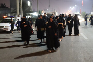 تصاویر/ پیاده‌روی جاماندگان اربعین در بندر دیّر