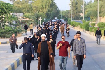 تصاویر/ پیاده روی جاماندگان اربعین در خارگ