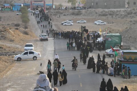 تصاویر/ پیاده روی دلدادگان اربعین حسینی در شهرستان جم