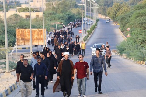 تصاویر/ پیاده روی جاماندگان اربعین در خارگ