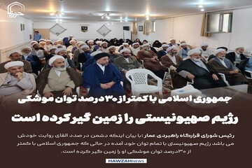 عکس نوشت| جمهوری اسلامی با کمتر از ۳۰درصد توان موشکی، رژیم صهیونیستی را زمین گیر کرده است