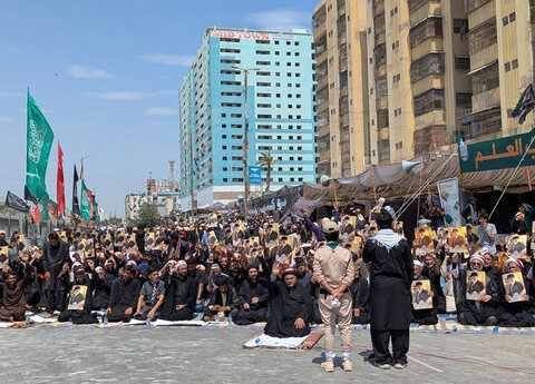 اربعین حسینیؑ، آئی ایس او کراچی کے تحت مرکزی جلوس میں مولانا ناظر تقوی کی زیر اقتداء نماز باجماعت