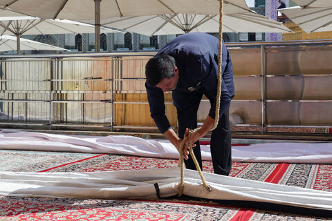 تصاویر/ کتیبه آرایی اماکن متبرکه رضوی در دهه پایانی ماه صفر