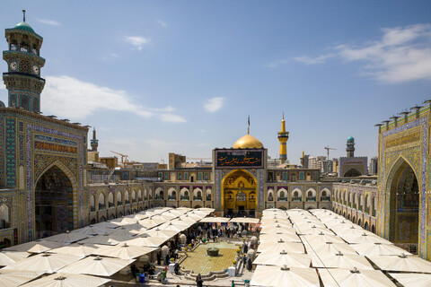 تصاویر/ کتیبه آرایی اماکن متبرکه رضوی در دهه پایانی ماه صفر