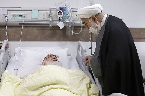 دفتر رہبر انقلاب کے سربراہ کی آیت اللہ العظمیٰ نوری ہمدانی کی عیادت