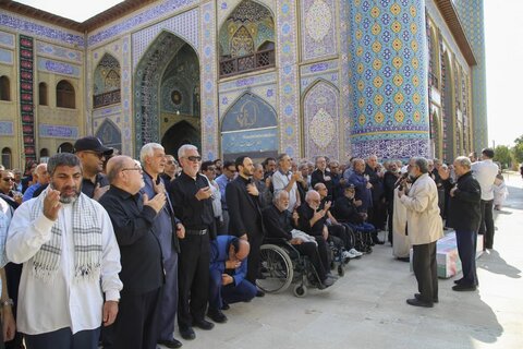 تصاویر| آیین تشییع پیکر شهید حاج منصور لطفی در حرم مطهر سیدعلاالدین حسین(ع) برگزار شد