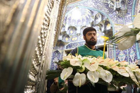 تصاویر/ گل آرایی ضریح مطهر حضرت فاطمه معصومه(س)