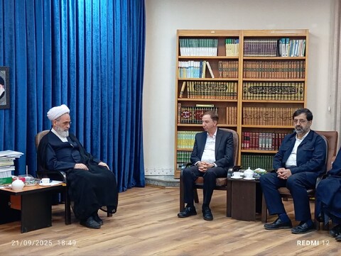 تصاویر/ دیدار مدیر عامل بانک دی و استاندار قم با آیت‌الله اعرافی