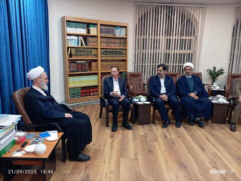 تصاویر/ دیدار مدیر عامل بانک دی و استاندار قم با آیت‌الله اعرافی