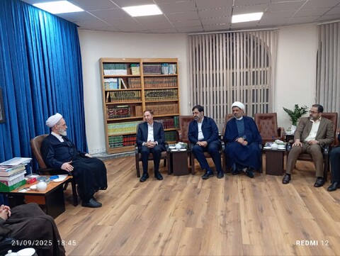 تصاویر/ دیدار مدیر عامل بانک دی و استاندار قم با آیت‌الله اعرافی