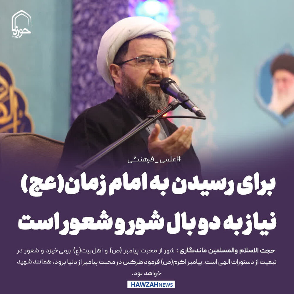 عکس نوشت| برای رسیدن به امام زمان(عج) نیاز به دو بال شور و شعور است