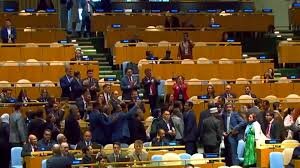 A large number of diplomats walk out of UN meeting as Netanyahu begins speech