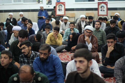 تصاویر| مراسم سالگرد مجاهد بزرگ سید حسن نصرالله در مدرسه تخصصی امیرالمومنین(ع) بیرجند