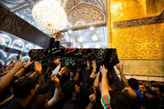 صور/ مراسيم تشييع عقيلة آية الله العظمى السيستاني في كربلاء