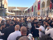 مراسم تشييع عقيلة السيد السيستاني في العتبة العلوية (صور وفيديو)