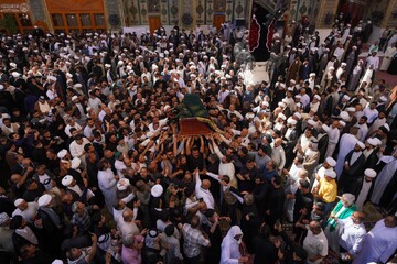 مراسم تشییع همسر آیت الله سیستانی در حرم حضرت امیرالمومنین(ع) برگزار شد+ تصاویر