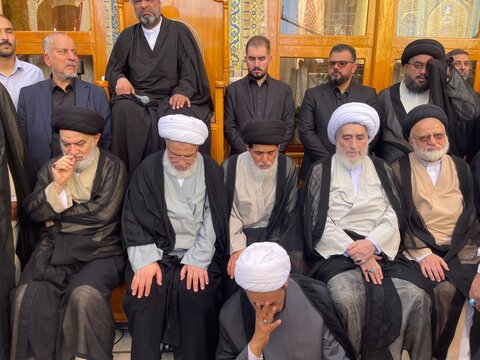 تصاویر/ نجف اشرف میں آیت اللہ العظمیٰ سید علی سیستانی کی اہلیہ کے ایصالِ ثواب کے لیے مجلس ترحیم کا انعقاد