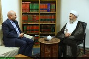 क़ुम अलमुकद्देसा में ईरानी पार्लियामेंट के स्पीकर की मराजय ए इकराम से मुलाकात विभिन्न मुद्दों पर चर्चा