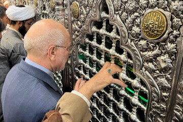 تشرف رئیس مجلس شورای اسلامی به حرم حضرت فاطمه معصومه (س)+ عکس