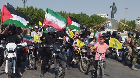 تصاویر/ رژه موتوری بوشهری‌ها در حمایت از کاروان صُمود