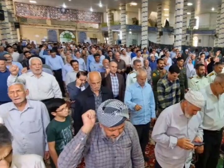 فیلم| اعلام انزجار نمازگزاران زارچی از جنایات اسرائیل