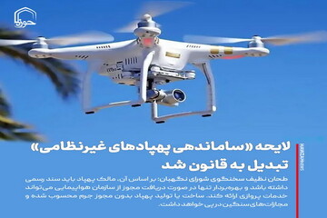عکس نوشت|  لایحه «ساماندهی پهپادهای غیرنظامی» تبدیل به قانون شد