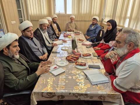 تصاویر/ نشست هم‌اندیشی مدیر حوزه علمیه کاشان با رئیس جمعیت هلال احمر شهرستان