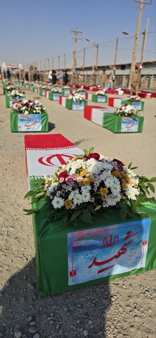 تصاویر/ آیین استقبال از پیکرهای طیبه ۴۶ شهید گرانقدر دوران دفاع مقدس
