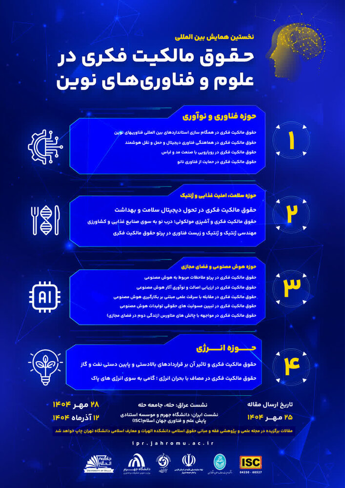 همایش بین‌المللی حقوق مالکیت فکری در علوم و فناوری‌های نوین برگزار می شود