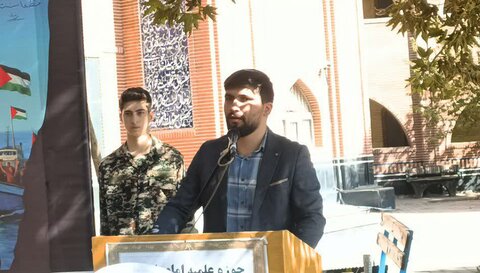 تصاویر/ تجمع حوزویان شهرستان خوی بمناسبت سالروز عملیات طوفان الاقصی